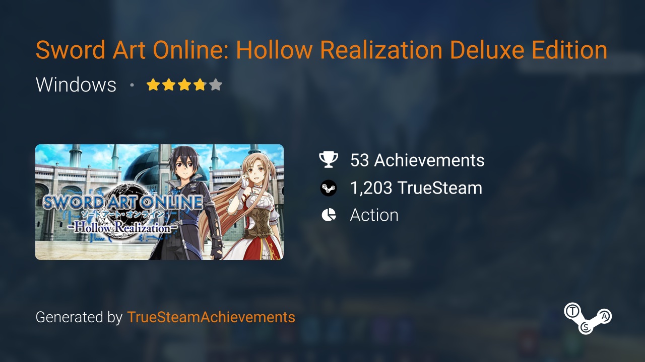 Sword Art Online: Hollow Realization Deluxe Edition Achievements